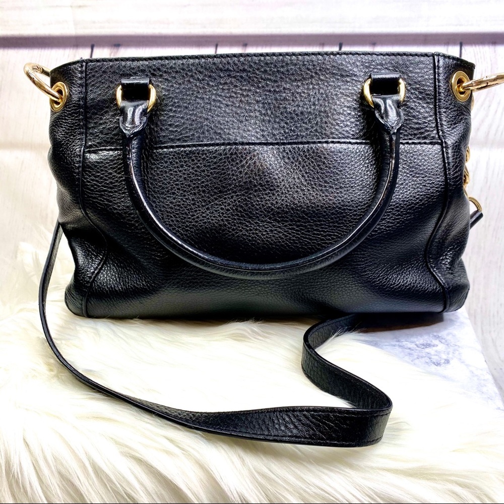 M I C H A E L K O R S : Black & Gold Leather Bag - Picture 3 of 6